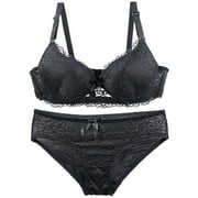 Womens Lingerie Bras Set Lace And Panties 2 Piece Comfortable Breathable No Underwire Push Up Bralette For Sleep Lounge Plus Size 34B-44D Multi Color Options